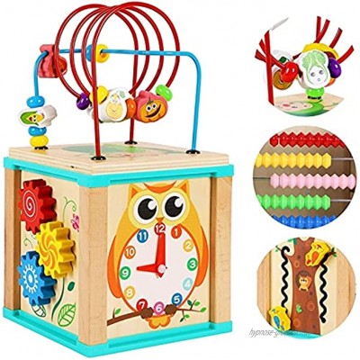 Spiel Spielzeug Lernspielzeug Holz Multifunktionale Vierseitige Runde Perlen Puzzle Hand-Auge Koordination Spielzeug Intellektuelles Spielzeug