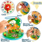 HYAKIDS 11 in 1 Dinosaurier Motorikwürfel Aktivitätswürfel aus Holz Spielzeug mit Perlenlabyrinth Magnetisches Angelspiel Holzwürfel Spielzeug für Kinder Kleinkind