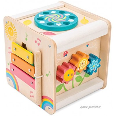 Le Toy Van – Pädagogischer Petilou Multi-Sensorikwürfel aus Holz mit Drehrad | Für Mädchen & Jungen | Geeignet für Kinder ab 2 Jahren