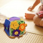 Wood.L Aktivitätswürfel für Babys frühe Erziehung Grundlegende Lebensfähigkeiten Lehrspielzeug für Kleinkinder mit Reißverschluss Druckknopfschnalle Schnürsenkel