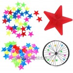Sweieoni 170 Stück Speichenklicker Fahrrad Speichen Clips Klicker Speichenclip Sterne 170 Stück 5 Typen Mehrere Farben+ 4 Reflektierende Aufkleber für Mädchen Speiche Perlen