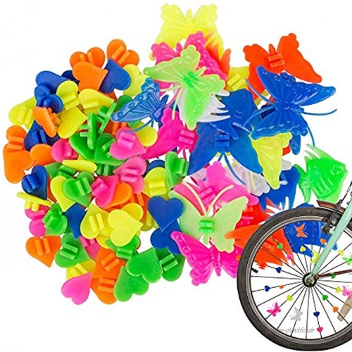 YuCool 183 Stück sortierte Farben Fahrradspeichen-Dekorationen Fahrrad Kunststoff Clip Schmetterling Herz Rad Speichen Zubehör