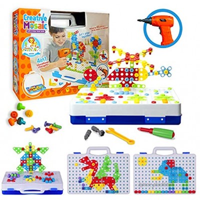 Haifeng Spielzeug-Bohrmaschinen und Elektrowerkzeuge für Kinder Kinderspielzeug-Knopf-Set Geschenk STEM Lernspielzeug Bausteine kreative Spiele und Spaß für 3–8 Jahre alt