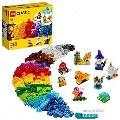 LEGO 11013 Classic Kreativ-Bauset mit durchsichtigen Steinen und Tieren für Kinder ab 4 Jahren