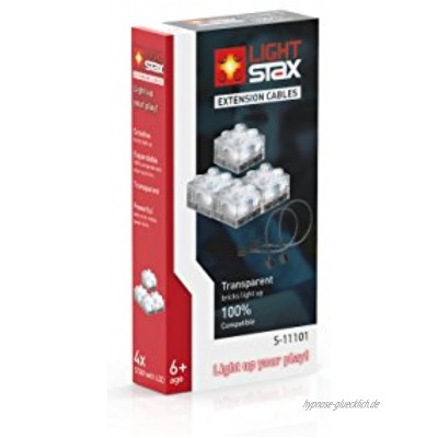 Light STAX Extension Cables-Verlängerungskabels kompatibel mit dem STAX System und allen bekannten Bausteinmarken 50cm Verlängerungskabel 4 STAX Bausteine 2x2 transparent
