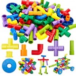 Onshine Bausteine Bauklötze Spielzeug Konstruktion Blöcke Rohre Bauspielzeug Set Lernspielzeug Geschenk für Kinder Junge 3 jahre