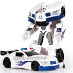 DEORBOB Polizeiauto Roboter Handmodell Transforming Toys Transform Cars Roboterspielzeug für Jungen 3-14 Jahre alt Ferngesteuertes Deformationsroboterauto 2 In 1 Electric Racing für Kinder Geburtstags
