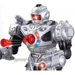 ThinkGizmos Großer Roboter ferngesteuert für Kinder Hervorragendes Spielzeug Ro-boter Fernbedienung Spielzeug schießt Raketen Spaziergänge Gespräche & Tänze 10 Funktionen Silber