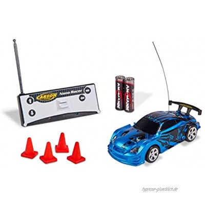 Carson 500404216 1:60 Nano Racer Dragon 27 MHz 100% RTR Ferngesteuertes Auto RC Fahrzeug inkl. Batterien und Fernsteuerung Fahrzeit 8 min blau