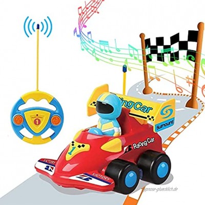 PowerLead Ferngesteuertes Auto Kindergeschenk Verngesteuertes Auto mit Musik RC Cartoon Autos mit Fernbedienung für Kleinkinder und Kinder Spielzeugauto für Kinder von 3-8 Jahren Geeignet