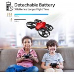 Potensic Mini Drohne für Kinder und Anfänger mit 3 Akkus RC Quadrocopter Mini Drone mit Höhenhaltemodus Start Landung mit einem Knopfdruck Kopflos Modus Spielzeug Drohne Helikopter A20 Rot