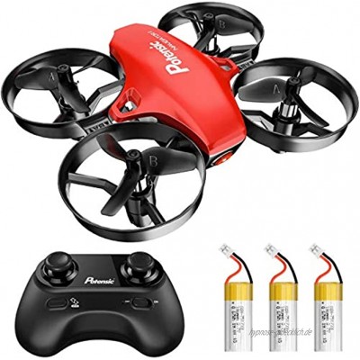 Potensic Mini Drohne für Kinder und Anfänger mit 3 Akkus RC Quadrocopter Mini Drone mit Höhenhaltemodus Start Landung mit einem Knopfdruck Kopflos Modus Spielzeug Drohne Helikopter A20 Rot