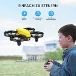 Potensic Mini Drohne für Kinder und Anfänger mit 3 Akkus RC Quadrocopter Minidrohne Ferngesteuert mit Höhehalten Start Landung mit einem Knopf Kopflos Modus Spielzeug Kinderdrohne Klein A20 Gelb