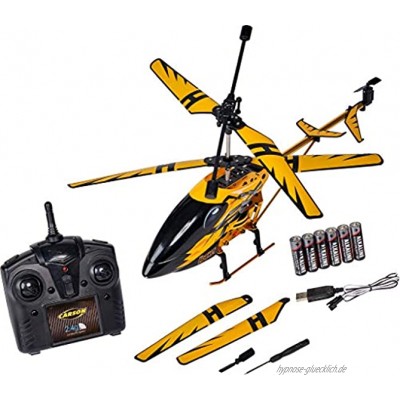 Carson 500507139 Easy Tyrann Hornet 350 2.4 GHz – Ferngesteuerter Helikopter Robustes RTF Ready to Fly Modell für Einsteiger inklusive Batterien für Kinder ab 12 Jahren gelb