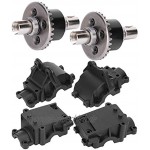 Dilwe RC-Getriebe langlebiges 4-teiliges Kunststoff-Getriebe + 2-teiliges Metall-Differential-Kit Set Fit für WLtoys 144001 1 14 Ferngesteuerte Auto-Upgrade-Teile