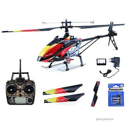 efaso Helikopter WLToys V913 – 2,4 GHz 4-Kanal Single Blade Hubschrauber mit LCD Display an der Fernsteuerung Alu-Chassis und hoher Windresistenz inkl. Batterien für Fernsteuerung