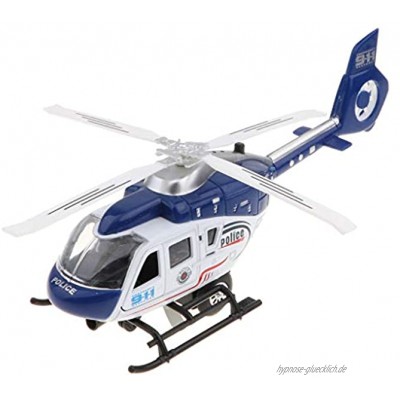 FLAMEER Zurückziehen Polizei Hubschrauber Spielzeug Flugzeug Modell Intelligentes Spielzeug für Wohnkultur Sammeln und Geschenk Blau