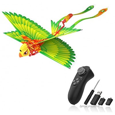HANVON Go Go Bird Fliegendes Spielzeug Mini Fernbedienung Hubschrauber Bionic Drohnen-Technologie Spielzeug Indoor Outdoor RC Bird für Kinder Jungen und Mädchen -Grün