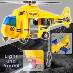 HERSITY Hubschrauber Kinder mit Drehpropeller Flugzeug Spielzeug Groß Licht und Sound Helikopter Kinderspielzeug mit Bewegliche Seilwinde Trage 28cm Geschenk für Junge 3 4 5 Jahre