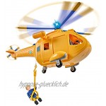 Simba 109251002 Feuerwehrmann Sam Hubschrauber Wallaby II mit Tom Thomas Figur mit Licht und Originalsound mit drehbarem Rotor und Seilwinde 6 Sitzplätze 34cm für Kinder ab 3 Jahren