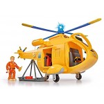 Simba 109251002 Feuerwehrmann Sam Hubschrauber Wallaby II mit Tom Thomas Figur mit Licht und Originalsound mit drehbarem Rotor und Seilwinde 6 Sitzplätze 34cm für Kinder ab 3 Jahren