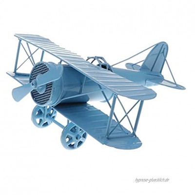 T TOOYFUL Mini Eisen Dekorative Flugzeug Vintage Doppeldecker Modell Sammler Wohnkultur Blau