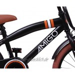 Amigo 2Cool Kinderfahrrad für Jungen 18 Zoll mit Handbremse Rücktritt Gepäckträger Vorne fahrradständer und Beleuchtung ab 5-8 Jahre Schwarz