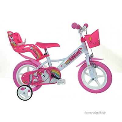 Dino Bikes 124RL-UN Kinderfahrrad Fahrrad Weiß Pink 12 Zoll