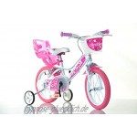 Dinobikes Mädchen Kinderfahrrad weiß 144RN Mädchenfahrrad – 14 Zoll | TÜV geprüft | Original | Kinderrad mit Stützrädern Das Fahrrad als Geschenk für Mädchen