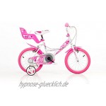 Dinobikes Mädchen Kinderfahrrad weiß 144RN Mädchenfahrrad – 14 Zoll | TÜV geprüft | Original | Kinderrad mit Stützrädern Das Fahrrad als Geschenk für Mädchen