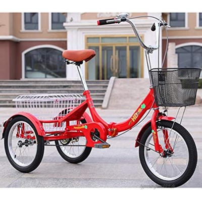 Mini 3 Rad Erwachsenen Dreirad Faltbar Cruiser Bike Behindertenrad Groß Korb Männer Frauen Picknicks Einkaufen 16 Zoll Rad Fahrrad Trike Rot
