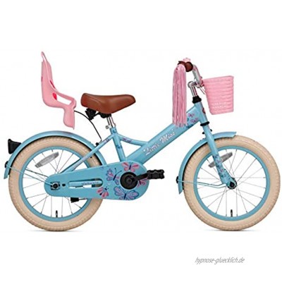 POPAL SuperSuper Little Miss Kinder Fahrrad für Kinder | Fahrrad Mädchen 16 Zoll ab 4-6 Jahre| Kinderrad met Stützrädern | Rad mit Korb und Puppensitz |Turquoise
