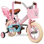 SuperSuper Little Miss Kinder Fahrrad für Kinder | Fahrrad Mädchen 12 Zoll ab 2-4 Jahre| Kinderrad met Stützrädern | Rad mit Korb und Puppensitz |Pink
