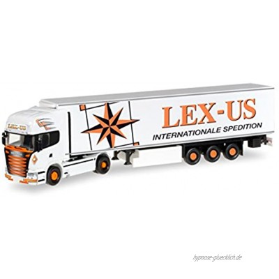 herpa 305518 Scania R 2013 Kühlkoffer Sattelzug Lex-US Fahrzeuge weiß orange schwarz