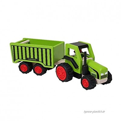 NJoyKids 14101 Traktor mit Kippanhänger grün Holz