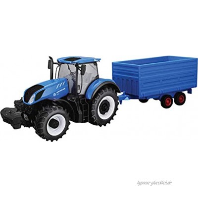 Tobar B18-44067 1:32 New Holland T7HD Traktor mit HAY Anhänger blau