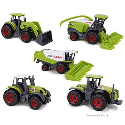 Toyland® Set mit 5 grünen Spielzeugen für Landmaschinen aus Metalldruckguss jeweils ca. 4,5 cm Enthält Traktoren Mähdrescher und mehr!