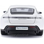 Bburago Porsche Taycan: Modellauto im Maßstab 1:24 Türen beweglich 20 cm weiß 18-21098
