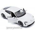 Bburago Porsche Taycan: Modellauto im Maßstab 1:24 Türen beweglich 20 cm weiß 18-21098