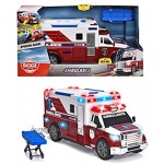 Dickie Toys Krankenwagen Rettungsfahrzeug Ambulanzwagen Rettungsdienst Spielzeugauto Licht & Sound Heckklappe zum Öffnen Tragbahre 33 cm für Kinder ab 3 Jahren