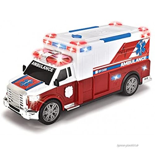 Dickie Toys Krankenwagen Rettungsfahrzeug Ambulanzwagen Rettungsdienst Spielzeugauto Licht & Sound Heckklappe zum Öffnen Tragbahre 33 cm für Kinder ab 3 Jahren
