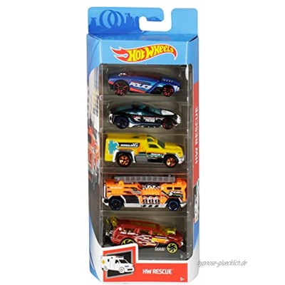 Hot Wheels 01806 5er Pack 1:64 Die-Cast Fahrzeuge Geschenkset je 5 Spielzeugautos zufällige Auswahl ab 3 Jahren
