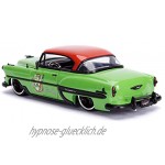 Jada Toys 253255009 Comics Bombshells 1953 Chevy Bel Air Hard Auto Spielzeugauto aus Die-cast Türen Kofferraum & Motorhaube zum Öffnen inkl. Poison Ivy Figur Maßstab 1:24 grün rot