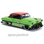 Jada Toys 253255009 Comics Bombshells 1953 Chevy Bel Air Hard Auto Spielzeugauto aus Die-cast Türen Kofferraum & Motorhaube zum Öffnen inkl. Poison Ivy Figur Maßstab 1:24 grün rot