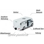 Majorette 212057601Q02 Explorer Hymer Mobil Exsis-i Camper Wohnmobil Camping Spielzeugauto Freilauf 7,5 cm weiß für Kinder ab 3 Jahren