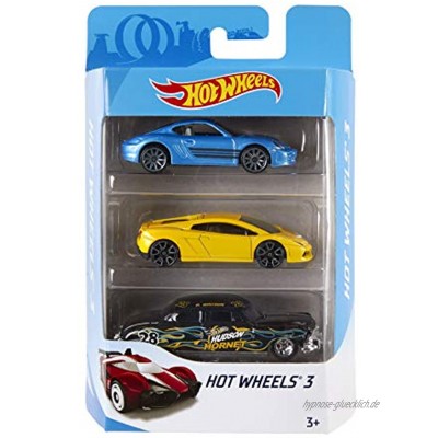 Mattel Hot Wheels K5904 3er Geschenkset 1:64 Die-Cast Fahrzeuge sortiert Autobahnen Zubehör