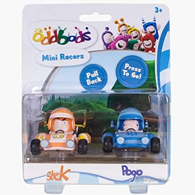 Oddbods Mini-Rennautos Pogo & Slick 2 Spielzeugautos mit Rückzugmotor für Jungen und Mädchen Set