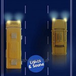Top Race TR-998 Druckguss Schulbus und Taxi Rückzugfunktion Batteriebetrieben mit Licht und Sound im Maßstab 1:32 2 Stück Gelb