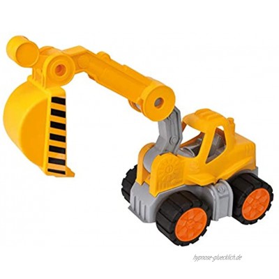 BIG-Power-Worker Bagger Spielzeug Auto ideal für Unterwegs Reifen aus Softmaterial beweglicher Ladearm mit Schaufelfunktion sonnengelb für Kinder ab 2 Jahren