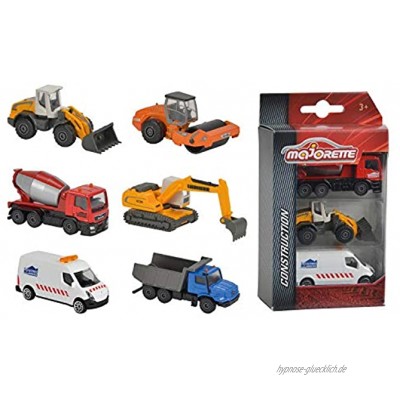 Majorette Construction 3er Set Baufahrzeuge Nutzfahrzeuge Freilauf bewegliche Teile Spielzeugautos Lieferung: 1 x 3er Set zufällige Auswahl 7,5 cm
